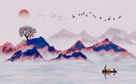 抽象色彩山水背景墙