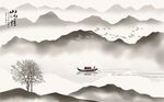 中式抽象山水背景墙