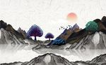 中式大气山水风景背景墙