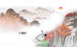 中式简约山水装饰背景墙