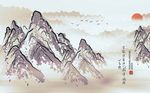 唯美创意山峦背景墙