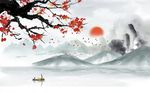 中式大气梅花山水背景墙