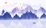 水墨意境山水风景中国风背景墙