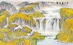 创意烫金中国山水背景墙