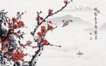 手绘工笔花鸟山水背景墙