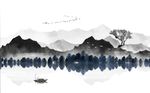 意境水墨山水背景墙