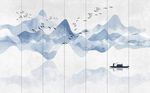 淡雅意境山水风景画抽象背景墙