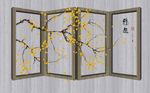 银杏手绘工笔花鸟背景墙