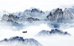 抽象手绘山水风景背景墙