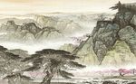 山水国画风景抽象背景墙