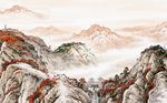 中式国画山水风景抽象背景