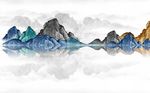 中式山水国画抽象水墨风景背景墙