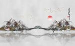 中式家和水墨山水背景墙