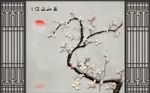 玉兰花手绘工笔花鸟背景墙