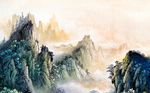 中式山水国画风景背景墙