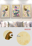 复古欧式手绘孔雀花卉客厅装饰画