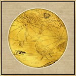 新中式金线荷花装饰画