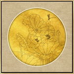 新中式金线荷花装饰画