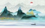 中式抽象意境山水背景墙