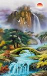 水彩油画禅意山水画装饰画