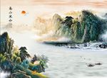 新中式国画山水高山流水山水