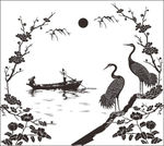 硅藻泥松鹤矢量图