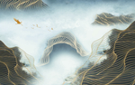 创意线条新中式玄关屏风背景底纹