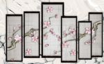 中式清新创意梅花画框背景墙