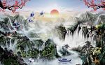 江山如画山水风景画背景墙
