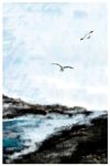 手绘抽象风景海洋装饰画