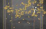 手绘花鸟桃花梅花海棠花背景墙