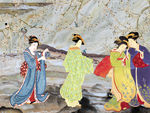 新中式古典仕女背景墙