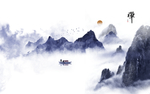 禅意山水玄关屏风背景底纹素材新