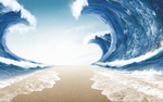 海浪风景玄关屏风背景底纹素材艺