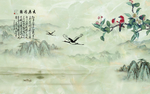 大展鸿图清新浅绿色风景背景墙