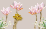 清新玉雕花花朵绽放壁画背景墙