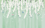 清新碎花束花串浪漫壁画背景墙
