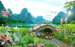 山水仙境旅游风景意境壁画背景墙