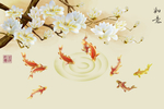 如意玉兰花开温馨花鸟壁画背景墙