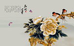 牡丹花朵开放简约壁画背景墙