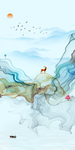 抽象色彩线条蓝色壁画玄关背景墙