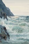 手绘油画海岸海浪装饰画