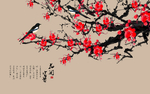 花开富贵中式画玄关屏风背景底纹