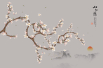 中式花鸟山水工笔画玄关屏风背景
