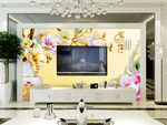 玉雕刻电视背景墙装饰挂画