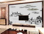 水墨抽象山水情背景墙