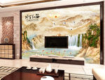 海纳百川风景背景电视墙画