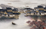 忆江南  梦里水乡 背景墙