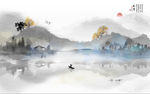 中式山水水墨画背景墙