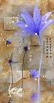 仿大理石纹理方块紫色花玄关壁画